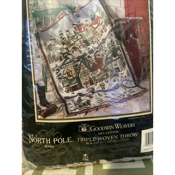 Vtg Dept 56 Goodwin Weavers North Pole Series Triple Woven Cotton Throw Blanket - Picture 3 of 5